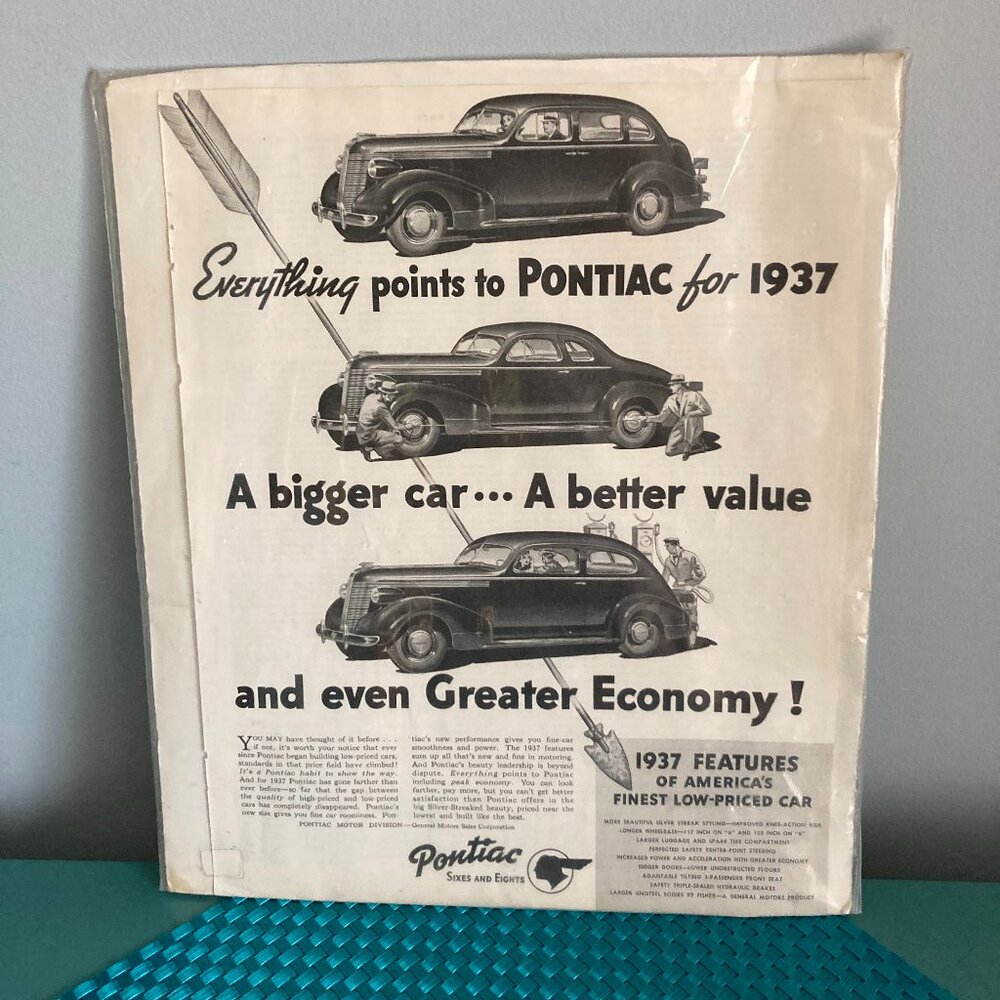 Pontiac Car Ad 1936 in The Saturday Evening Post, January 1937